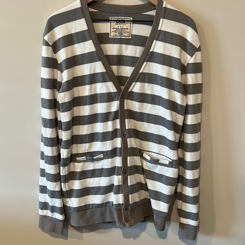 CHOR Large Striped Cardigan Sweater